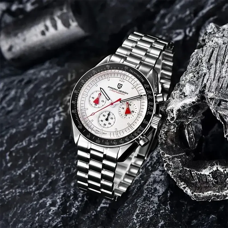 Pagani Design PD-1701 Speedmaster Chronograph White Dial Men's Watch